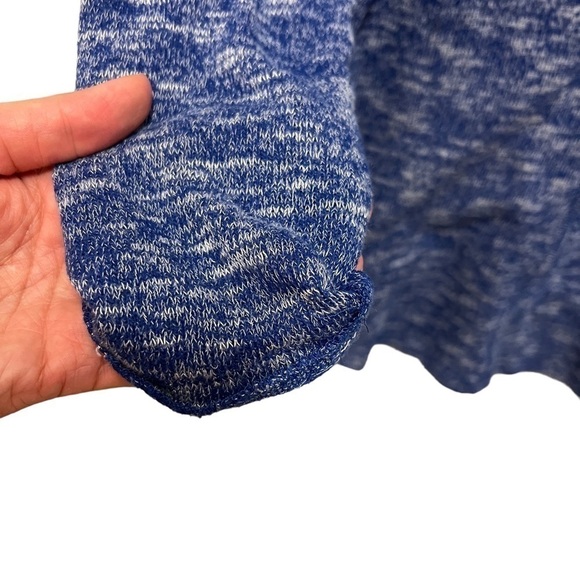 Chicos Blue White Knit 3/4 Sleeve Sweater Rolled Cuff, Size 1 - Picture 5 of 10